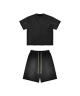 Sun Faded Wached With Distressed French Terry T-shirt and Shorts Set