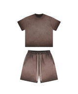 Reverse Base Color Treatment With Baking Effect Tshirt and Shorts Set