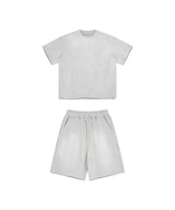 Sun Faded Wached With Distressed French Terry T-shirt and Shorts Set