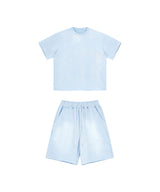 Sun Faded Wached With Distressed French Terry T-shirt and Shorts Set