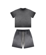 Reverse Base Color Treatment With Baking Effect Tshirt and Shorts Set