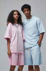 Sun Faded Wached With Distressed French Terry T-shirt and Shorts Set