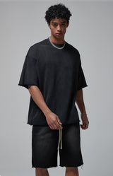 Sun Faded Wached With Distressed French Terry T-shirt and Shorts Set