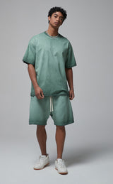 Reverse Base Color Treatment With Baking Effect Tshirt and Shorts Set