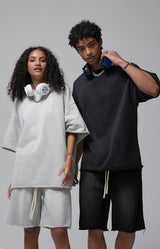 Sun Faded Wached With Distressed French Terry T-shirt and Shorts Set