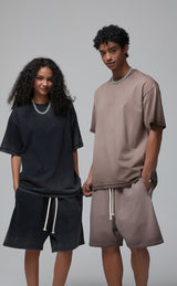 Reverse Base Color Treatment With Baking Effect Tshirt and Shorts Set