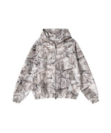 Plush camouflage zipper hoodie sweatshit set