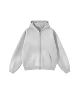 Washed and distressed fleece double-ended zipper sweatshirt 360g
