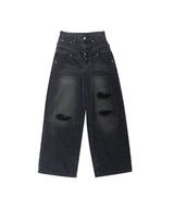 Double Waist Distressed Jean