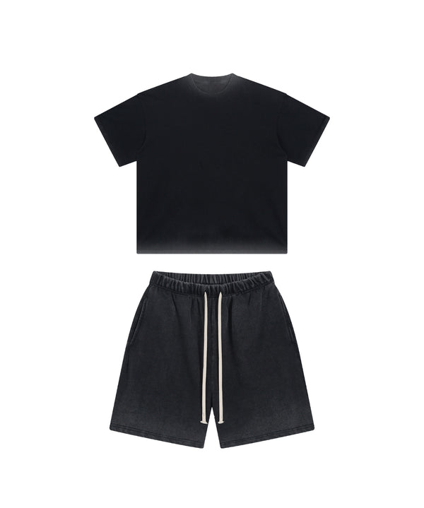 Reverse Base Color Treatment With Baking Effect Tshirt and Shorts Set