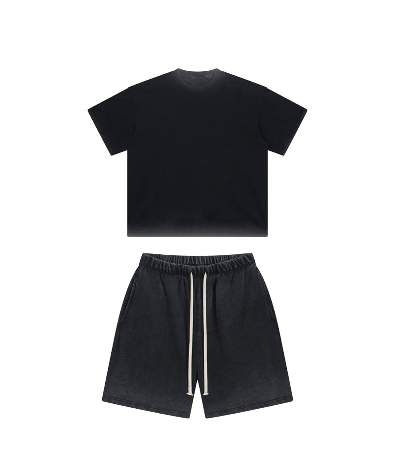 Reverse Base Color Treatment With Baking Effect Tshirt and Shorts Set