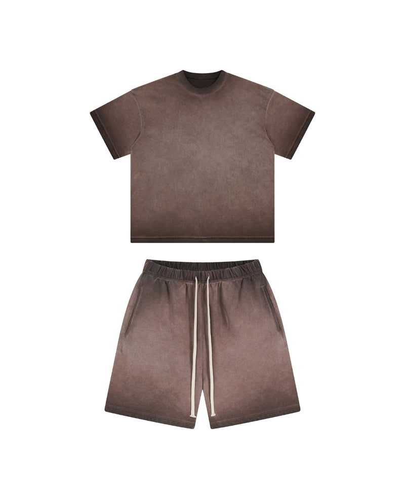 Reverse Base Color Treatment With Baking Effect Tshirt and Shorts Set