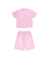 Sun Faded Wached With Distressed French Terry T-shirt and Shorts Set