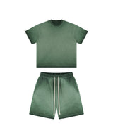 Reverse Base Color Treatment With Baking Effect Tshirt and Shorts Set