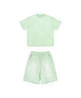 Sun Faded Wached With Distressed French Terry T-shirt and Shorts Set