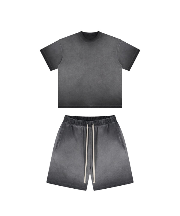 Reverse Base Color Treatment With Baking Effect Tshirt and Shorts Set