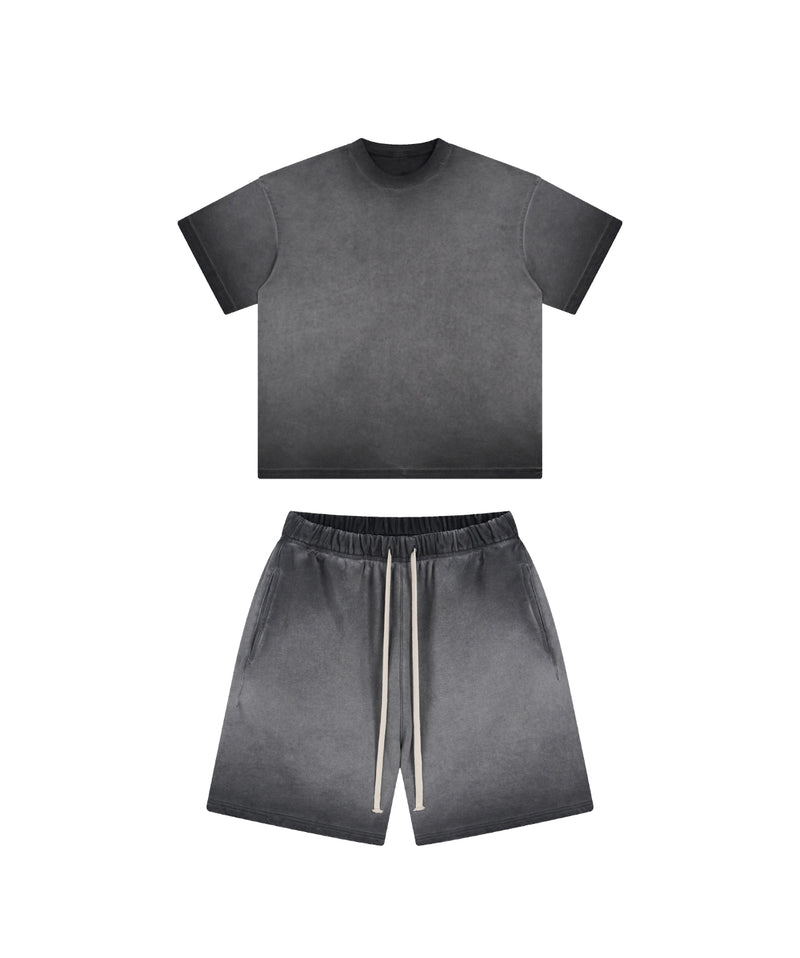 Reverse Base Color Treatment With Baking Effect Tshirt and Shorts Set