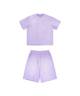 Sun Faded Wached With Distressed French Terry T-shirt and Shorts Set