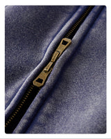 Washed and distressed fleece double-ended zipper sweatshirt 360g