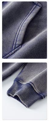 Washed and distressed fleece double-ended zipper sweatshirt 360g