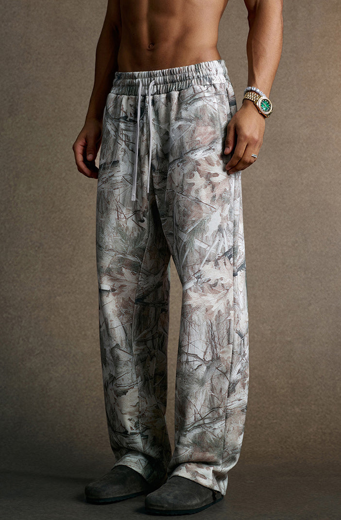 Plush camouflage zipper hoodie sweatshit set