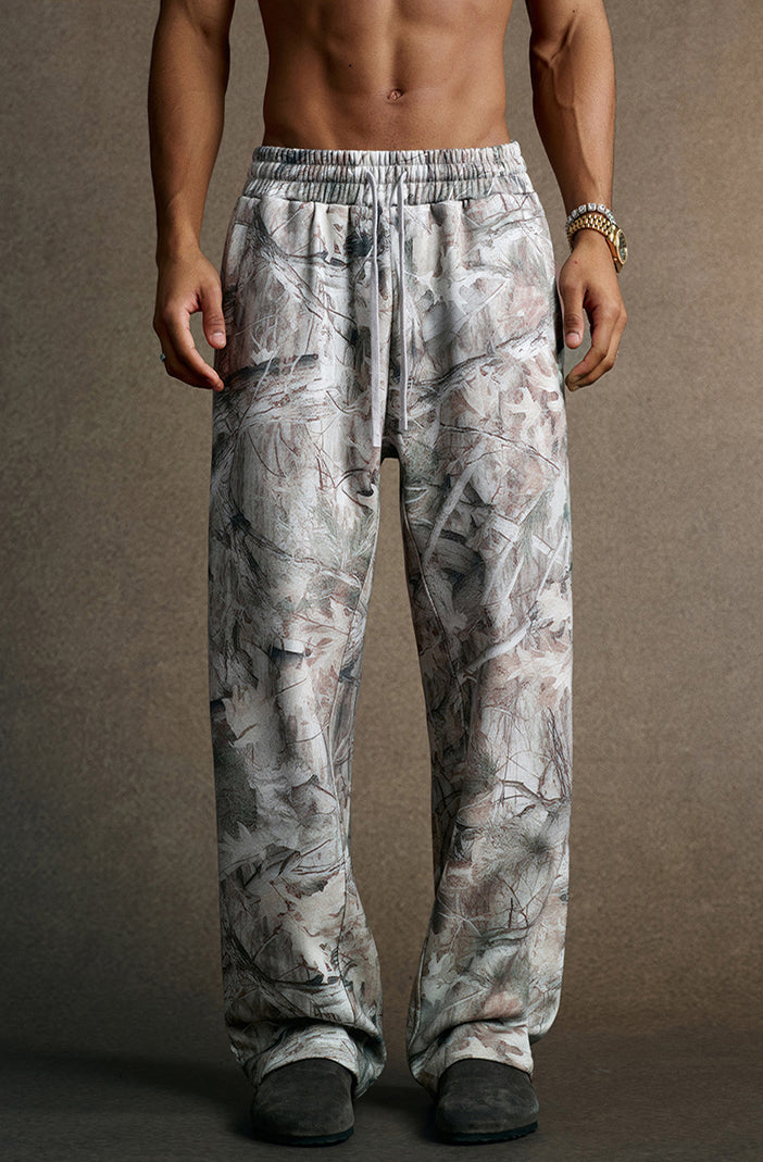 Plush camouflage zipper hoodie sweatshit set