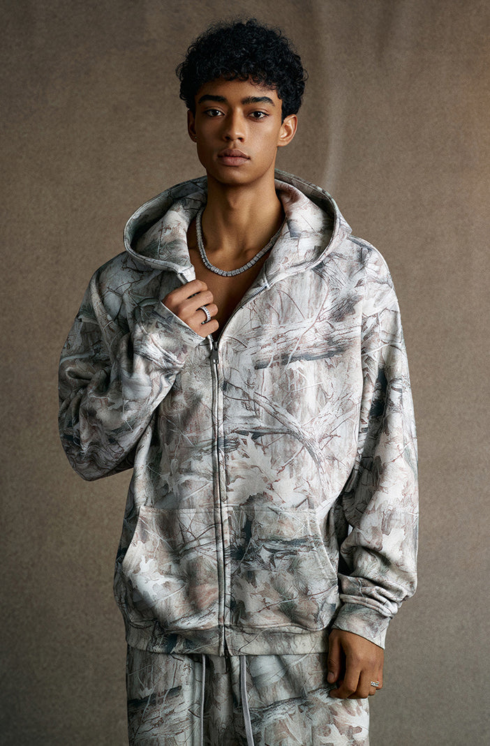 Push camouflage zipper hoodie