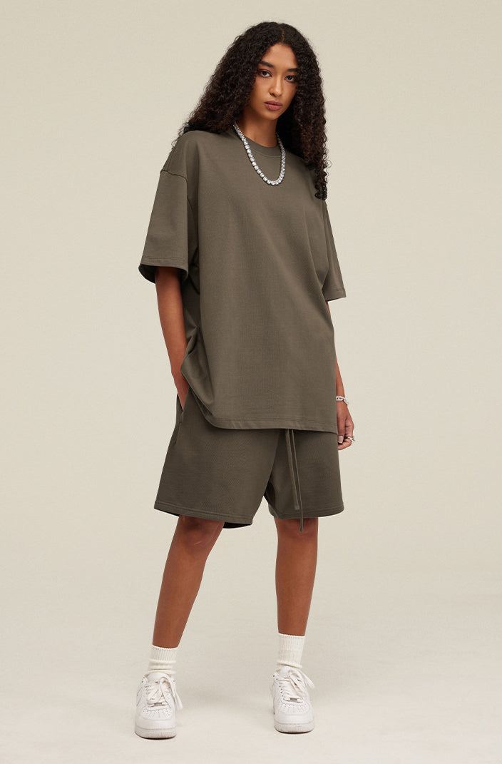 Heavyweight Basic  T-shirt and Shorts Set