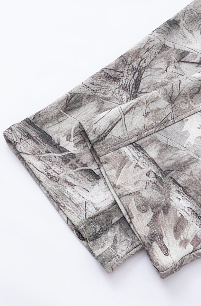 Plush camouflage zipper hoodie sweatshit set