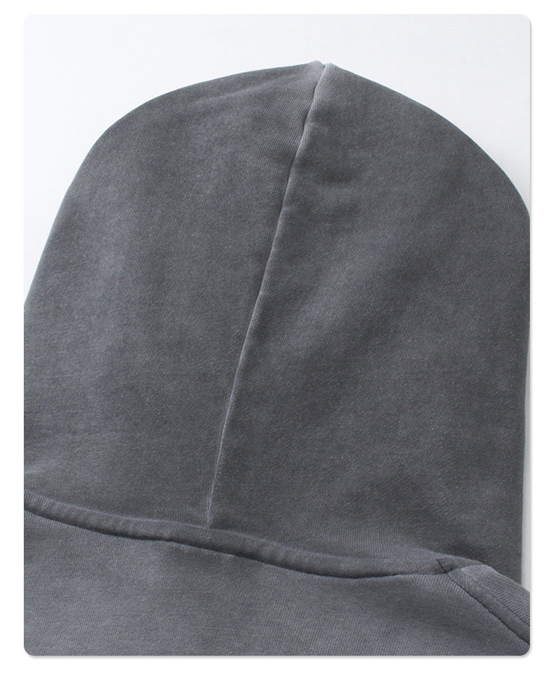 Distressed Washable Hooded Sweatshirt 430g