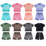 Reverse Base Color Treatment With Baking Effect Tshirt and Shorts Set