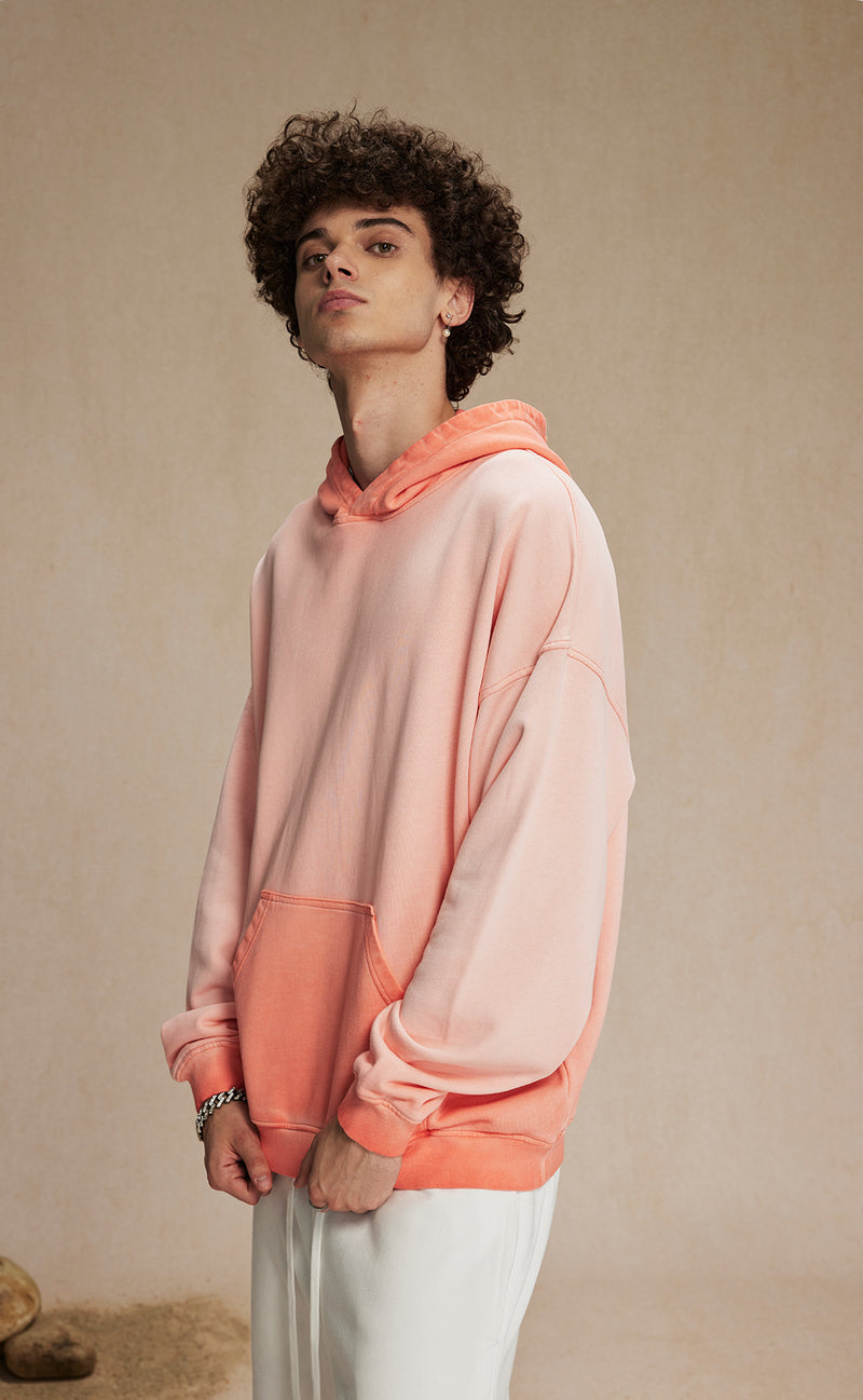 Distressed Washable Hooded Sweatshirt 430g