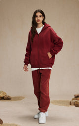 Washed and distressed fleece double-ended zipper sweatshirt 360g