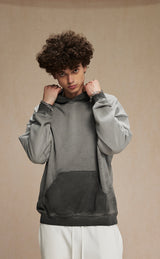 Distressed Washable Hooded Sweatshirt 430g