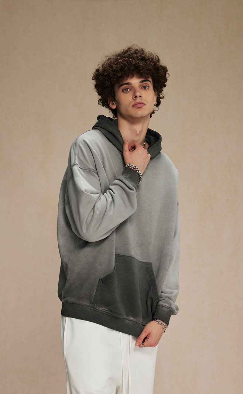Distressed Washable Hooded Sweatshirt 430g