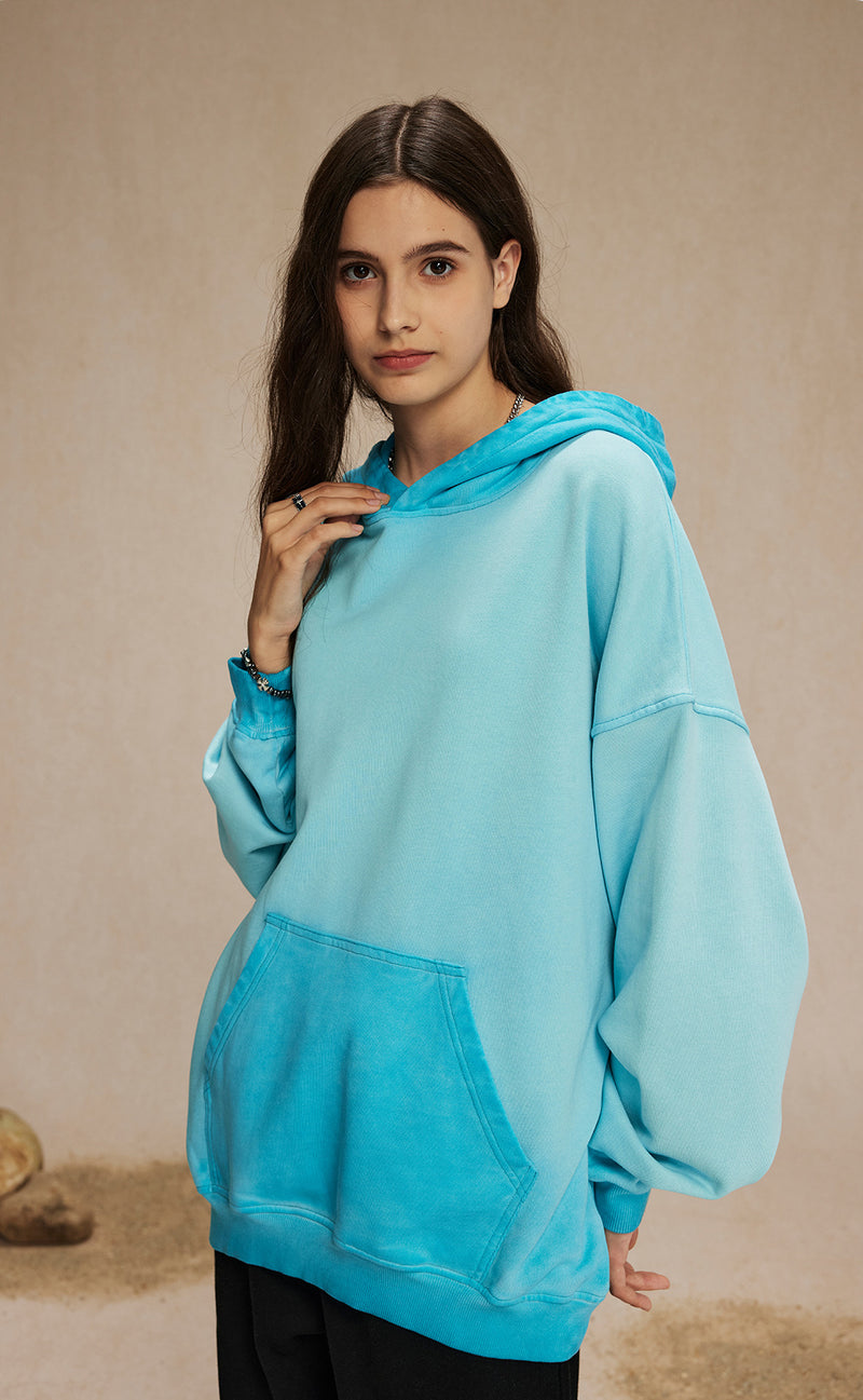 Distressed Washable Hooded Sweatshirt 430g