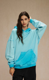 Distressed Washable Hooded Sweatshirt 430g