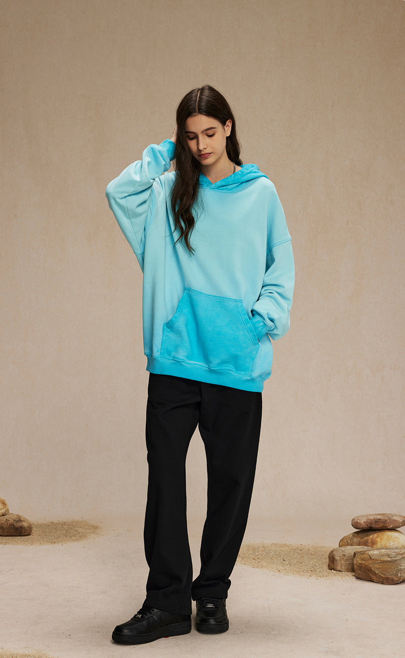 Distressed Washable Hooded Sweatshirt 430g