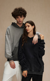 Distressed Washable Hooded Sweatshirt 430g