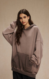 Distressed Washable Hooded Sweatshirt 430g