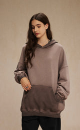 Distressed Washable Hooded Sweatshirt 430g