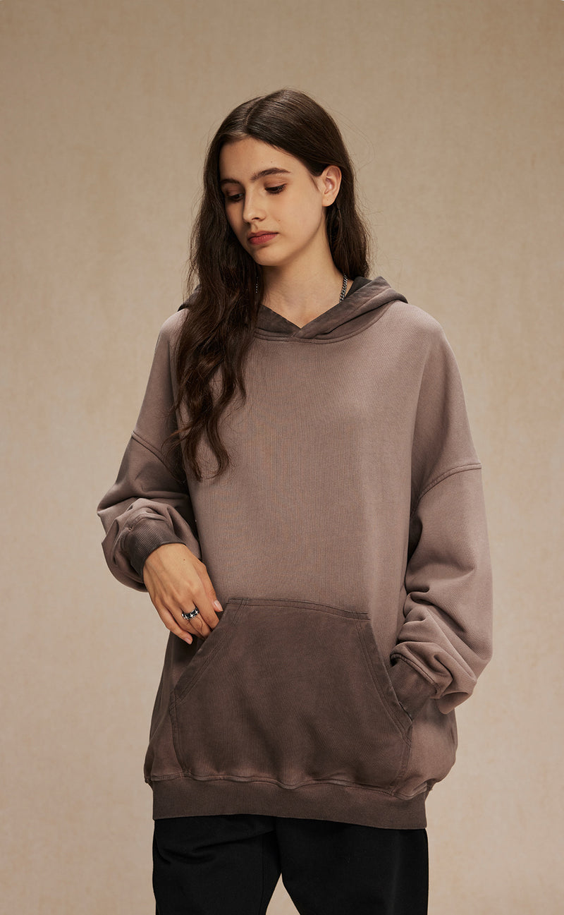 Distressed Washable Hooded Sweatshirt 430g