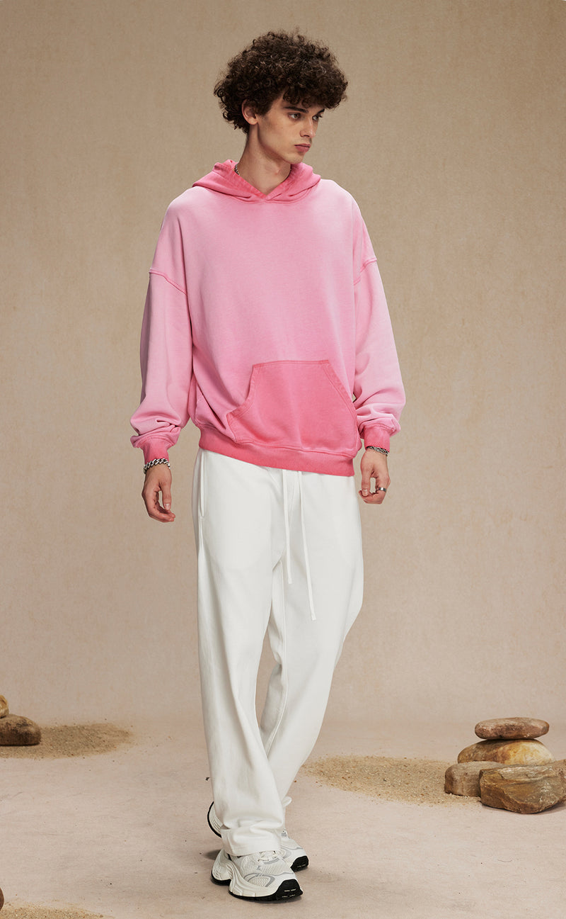 Distressed Washable Hooded Sweatshirt 430g