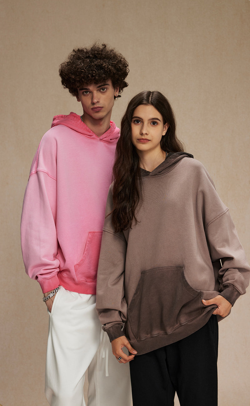 Distressed Washable Hooded Sweatshirt 430g