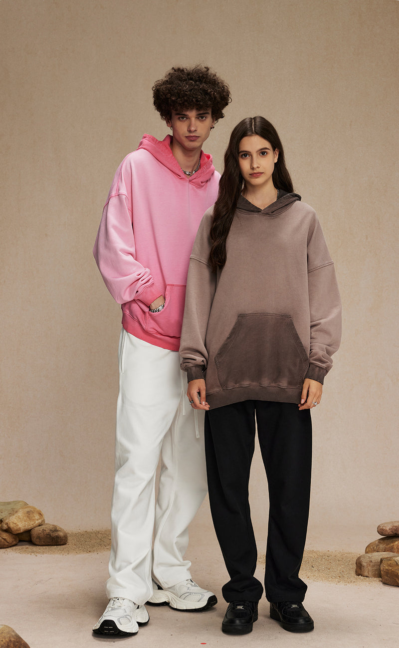 Distressed Washable Hooded Sweatshirt 430g