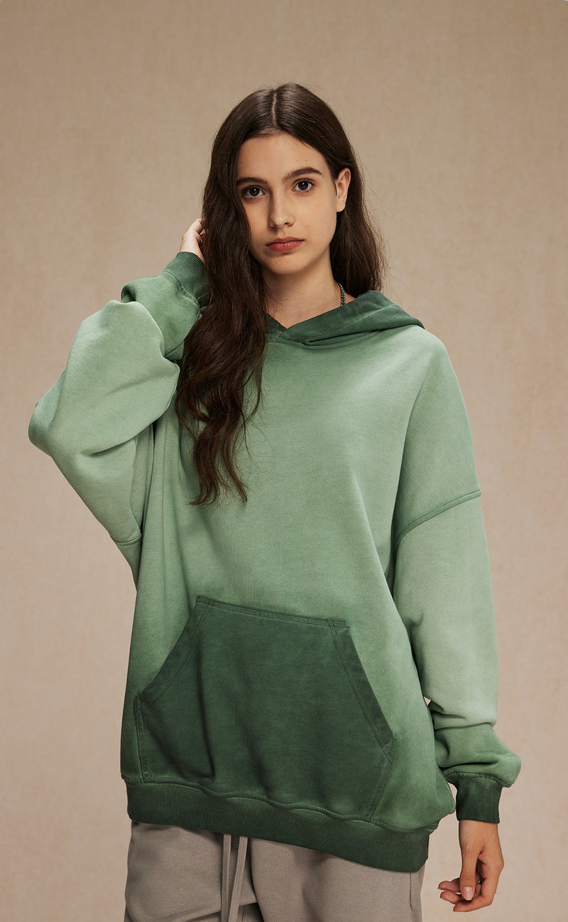 Distressed Washable Hooded Sweatshirt 430g