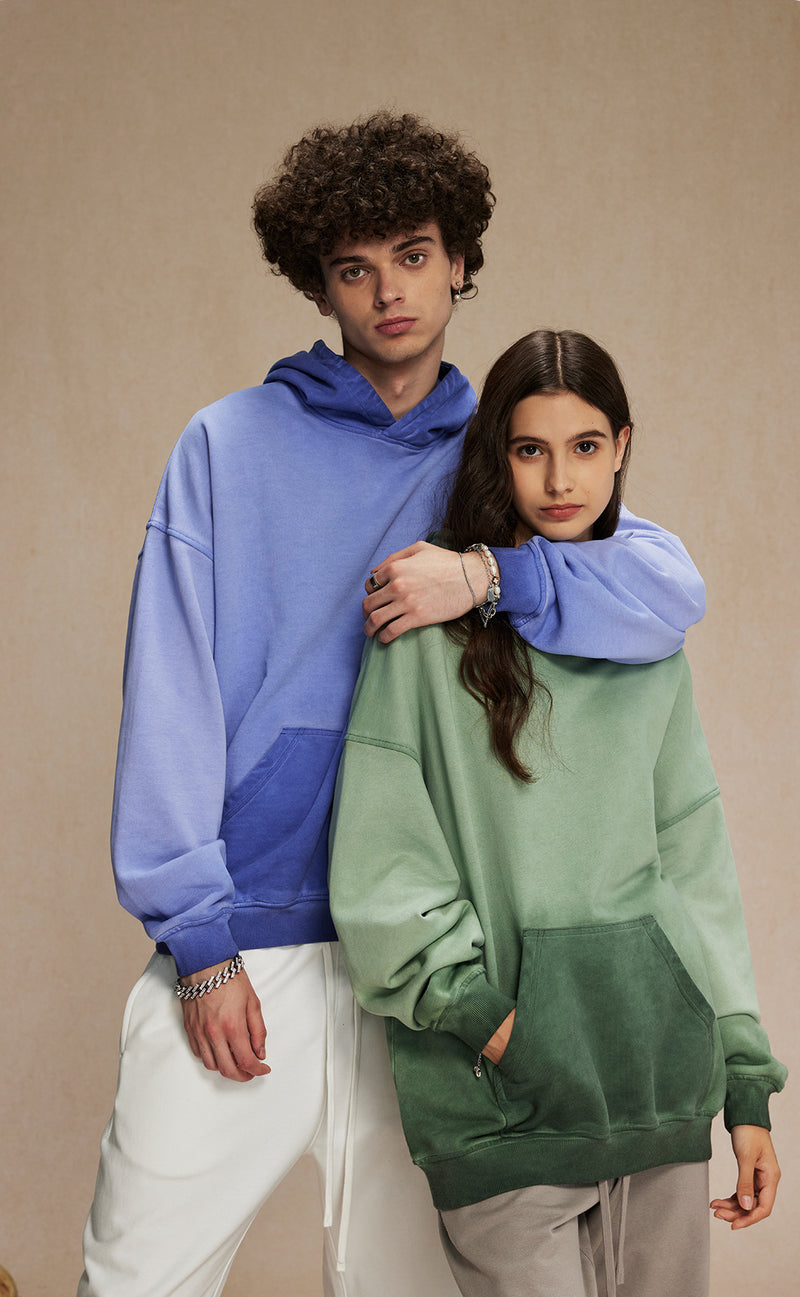 Distressed Washable Hooded Sweatshirt 430g