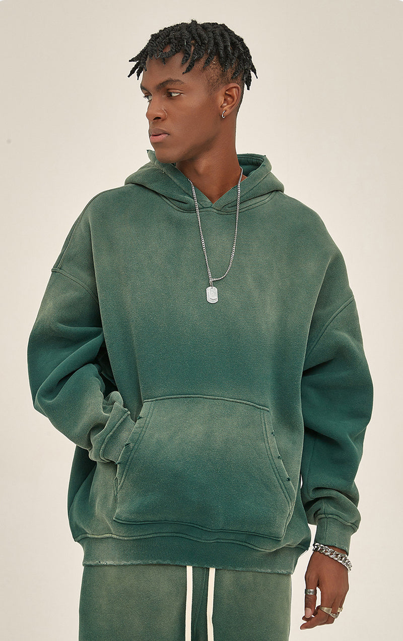 Distressed Hooded Sweatshirt 360g