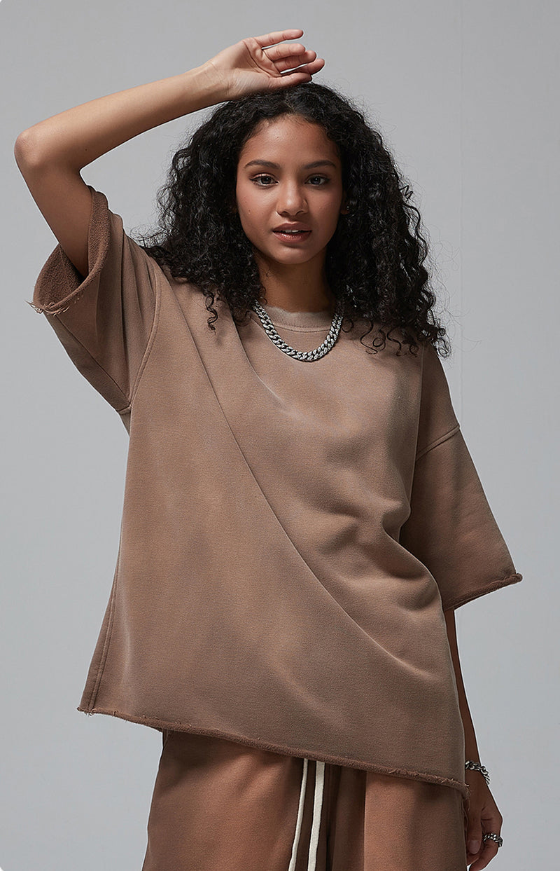 Sun Faded Wached With Distressed French Terry T-shirt 360g