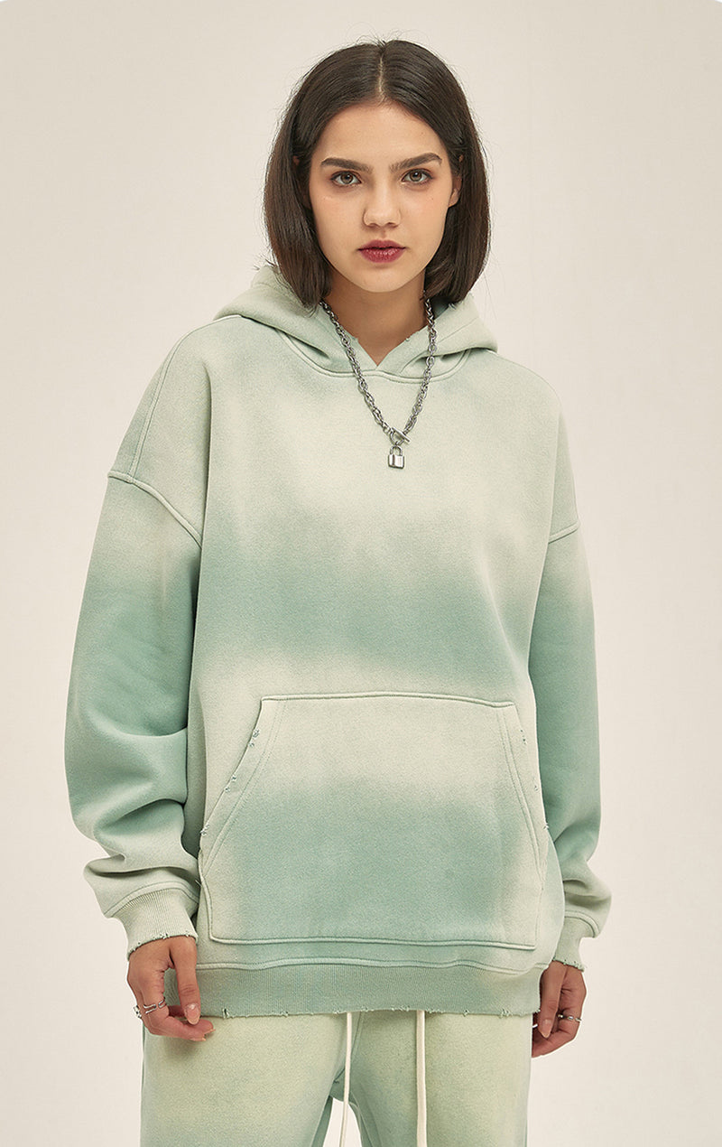 Distressed Hooded Sweatshirt 360g